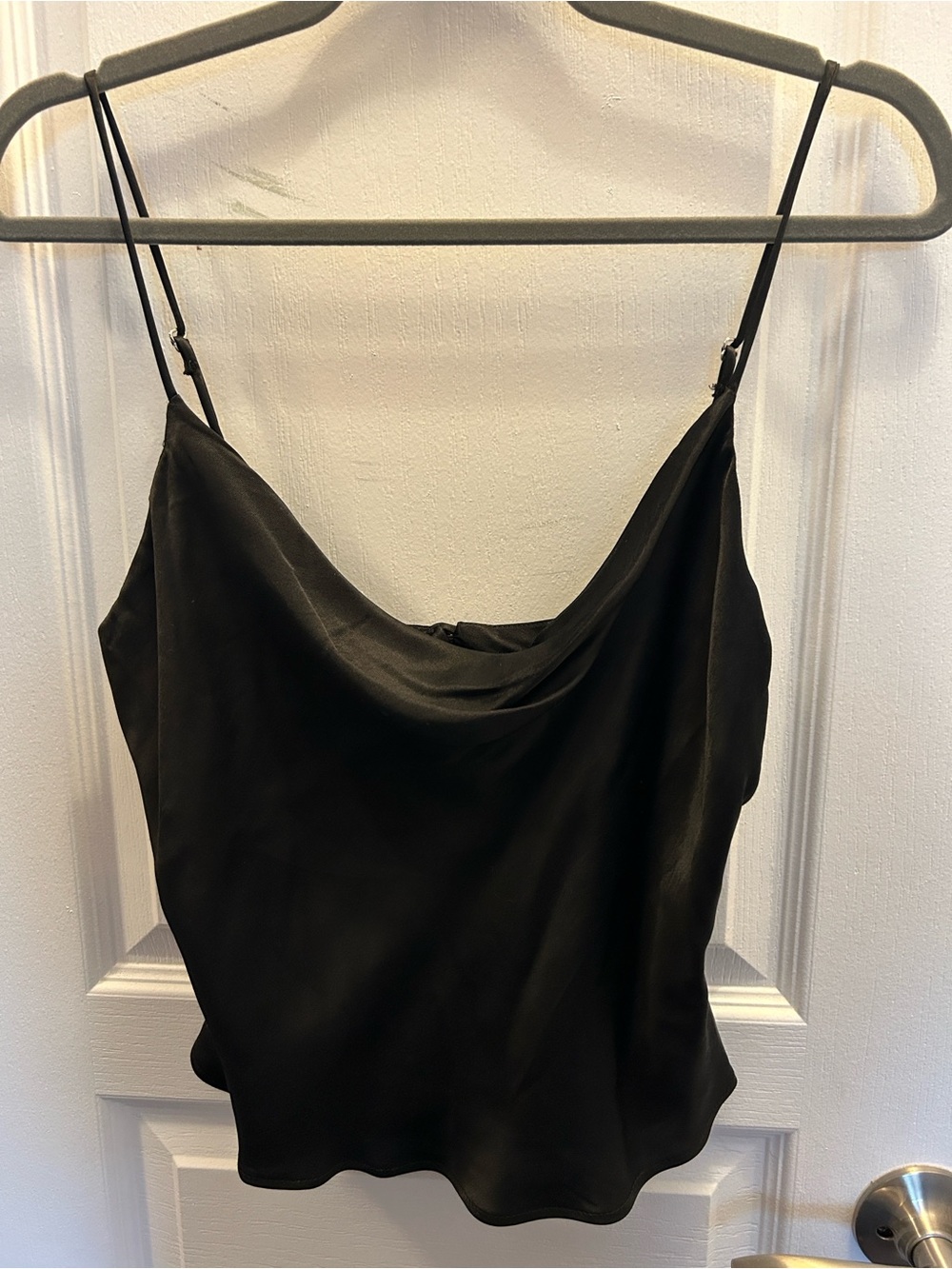 Zara Black Satin Cowl Camisole - Size medium